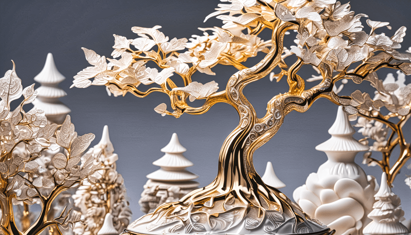 gold and crystal bonsai tree