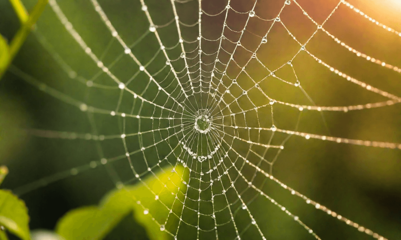 spiderweb raindrops